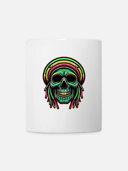 Reggae-Schädel Dekofigur Rasta-Kultur - Tasse - Weiß