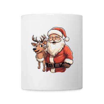 Le Père Noël avec des rennes - Mug blanc - blanc - Devant