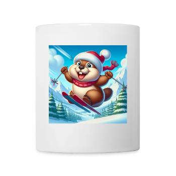 Groundhog Jumping Ski Christmas - Mug - white - Front