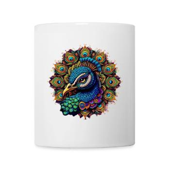 Pfau mit Mandalas verziert - Tasse - Weiß - Vorne