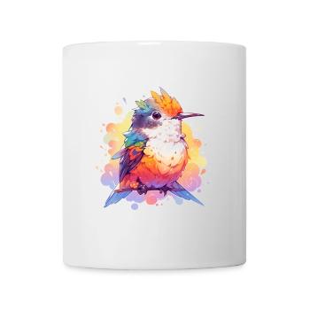 Süßer Bunter Vogel Natur Detailreich Shirt - Tasse - Weiß - Vorne