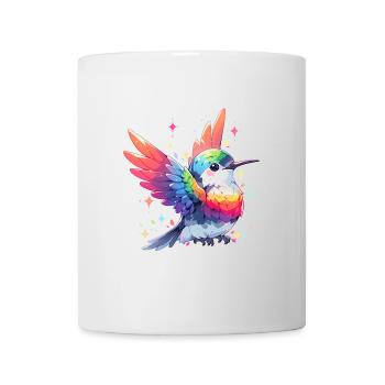 Süßer Fliegender Bunter Vogel Glitzer Shirt - Tasse - Weiß - Vorne