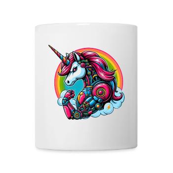 Unicorn Robot Cyborg Rainbow Science Fiction - Mug - white - Front
