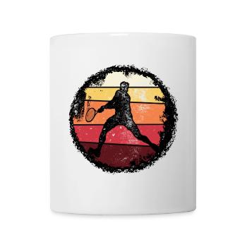 Retro Sonnenuntergang Tennis Silhouette - Tasse - Weiß - Vorne