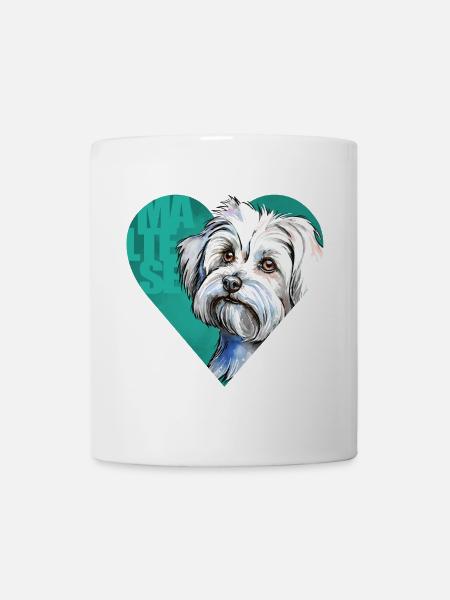 Portrait de bichon maltais - Mug blanc - blanc