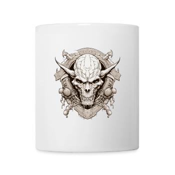 Dark Fantasy Wappen Dämonenschädel RPG Shirt - Tasse - Weiß - Vorne