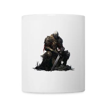 Krieger Rüstung Schwert Lagerfeuer Fantasy Shirt - Tasse - Weiß - Vorne