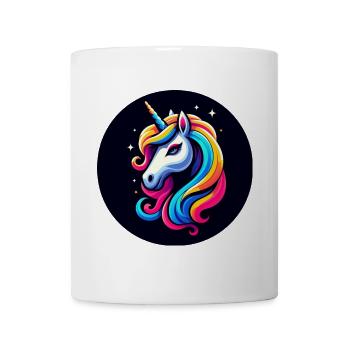 Einhorn Bunt Schwarz Sterne Kopf - Tasse - Weiß - Vorne