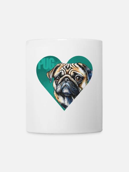 Mops Portrait - Tasse - Weiß