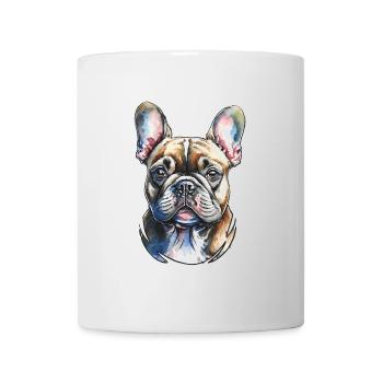 Französische Bulldogge Portrait - Tasse - Weiß - Vorne