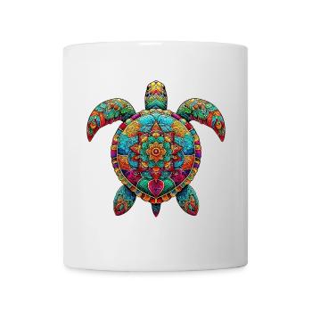 Meeresschildkröte mit Mandalas verziert - Tasse - Weiß - Vorne