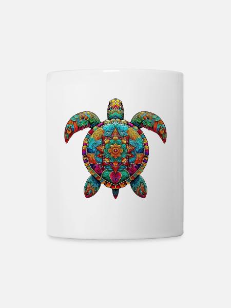 Meeresschildkröte mit Mandalas verziert - Tasse - Weiß