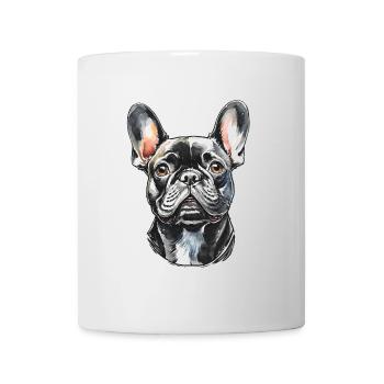 Französische Bulldogge Portrait - Tasse - Weiß - Vorne