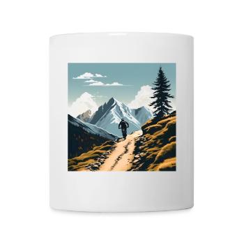 Mountain bikers, mountains, cool outdoor sports, wilderness - Mug - white - Front