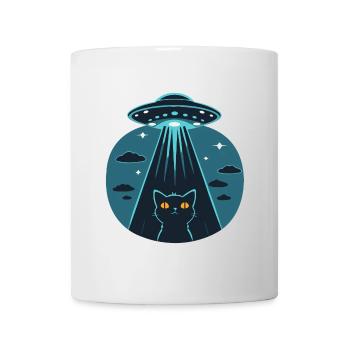 Funny UFO, Alien, Cat - Mug - white - Front