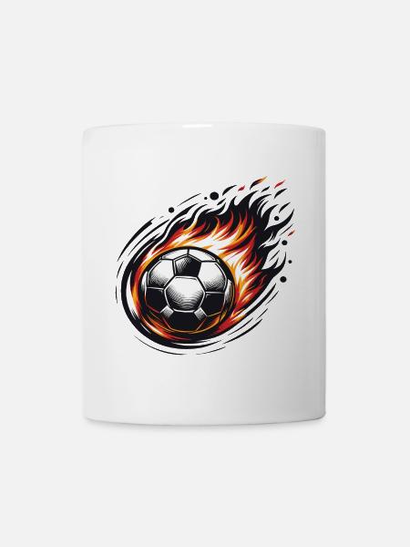 Un ballon de foot en feu - Mug blanc - blanc