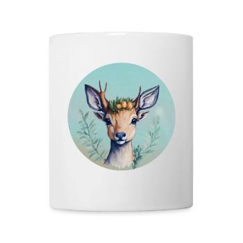 Niedlicher Hirsch mit Blumenkrone - Tasse - Weiß - Vorne