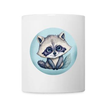 Aquarell-Illustration Niedlicher Baby-Waschbär - Tasse - Weiß - Vorne