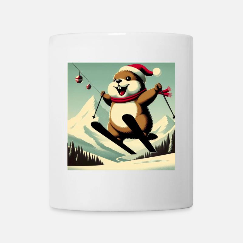 Marmotte Ski Affiche Vintage - Mug blanc - blanc