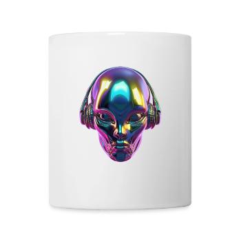 Chromatischer Alien-Kopf mit Kopfhörern - Tasse - Weiß - Vorne