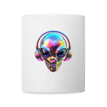Chromatischer Alien-Kopf mit Kopfhörern - Tasse - Weiß - Vorne