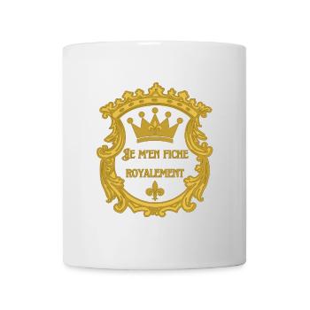je m en fiche royalement couronne blason fleur lys - Mug blanc - blanc - Devant