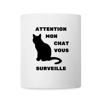 attention mon chat vous surveille humour - Mug blanc - blanc - Devant