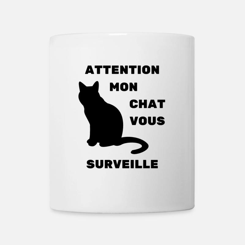 attention mon chat vous surveille humour - Mug blanc - blanc