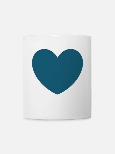 blaues Herz Valentinstag - Tasse - Weiß