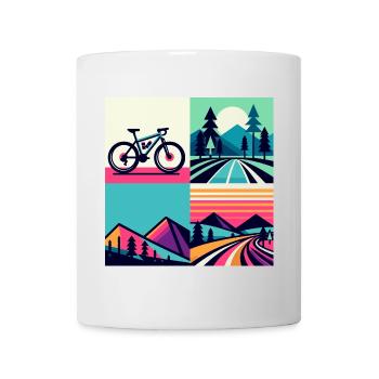 Retro Pop Cycle & Mountain Sunset - Mug - white - Front