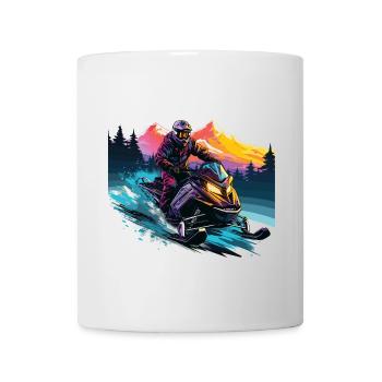 Schneemobilfahren in einer schneebedeckten Bergkulisse - Tasse - Weiß - Vorne