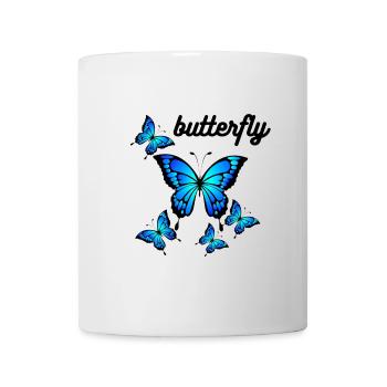 Blue Butterflies on Midnight Black - Mug - white - Front