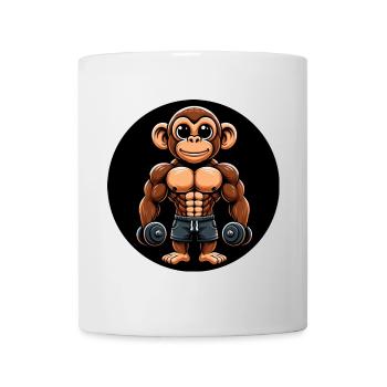 Affe Chimpanse Bodybuilder Training - Tasse - Weiß - Vorne