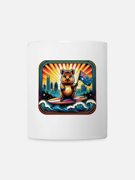 Quokka Australien Surfer Design - Tasse - Weiß