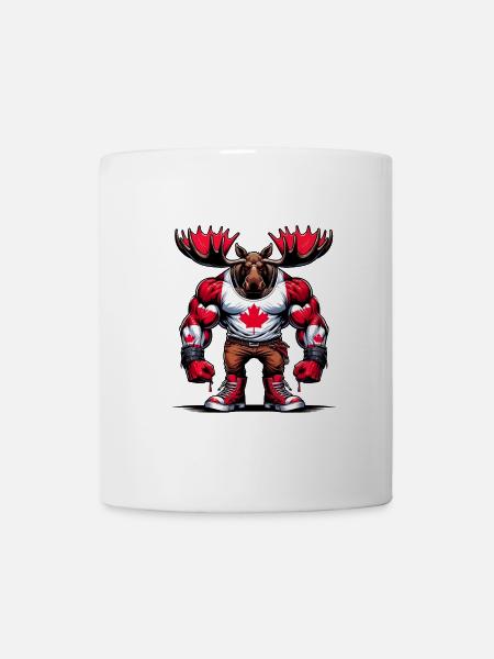 Kanada Elch mit Nationalflagge - Tasse - Weiß