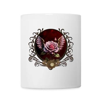 Magnifique rose steampunk avec des ailes. - Mug blanc - blanc - Devant