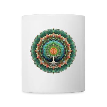 Mandala Baum des Lebens Bunt - Tasse - Weiß - Vorne