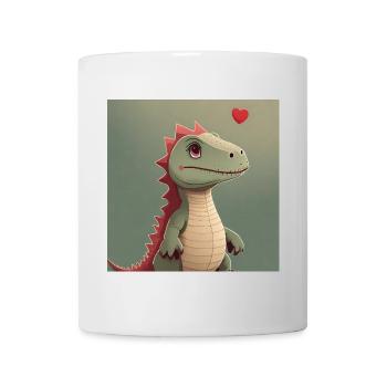 Liebes-Dino mit Herzballon - Tasse - Weiß - Vorne