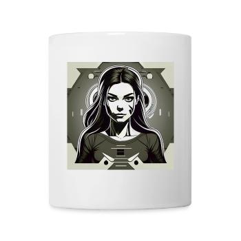 Cyber Girl in futuristic Manga Comic Style - Mug - white - Front