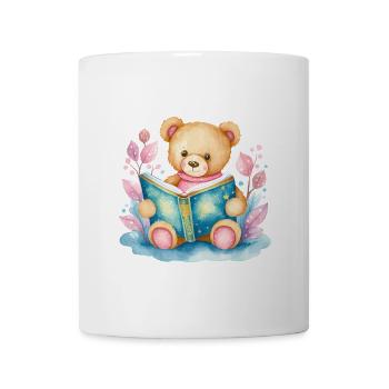 Teddy Bear with Book Watercolor - Mug - white - Front