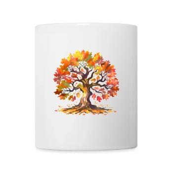Oak with Autumn Leaves Watercolor - Mug - white - Front