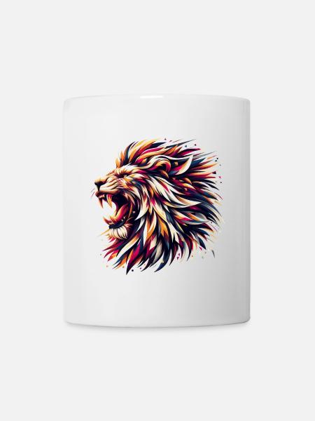 Lion rugit cadeau géométrique - Mug blanc - blanc