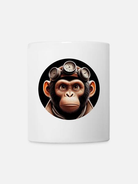 Affe Zeitreisender Zeitreise - Tasse - Weiß