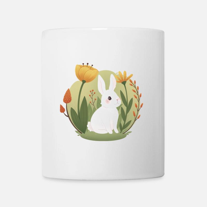 Garden Bunny with Tulip and Other Flowers - Mug - white