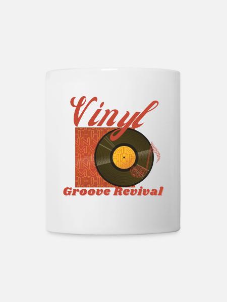 Vinyl Groove Revival - Retro Vintage T-Shirt - Tasse - Weiß