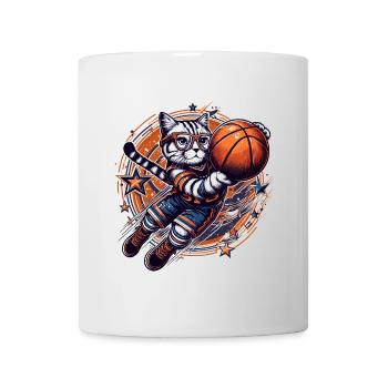 Basket-ball chat Dunking lunettes cadeau - Mug blanc - blanc - Devant