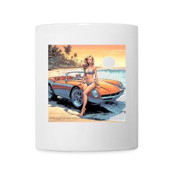 Fille avec voiture et nature de rêve 3 - Mug blanc - blanc - Devant