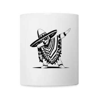 Festlicher mexikanischer Poncho mit Dab - Tasse - Weiß - Vorne