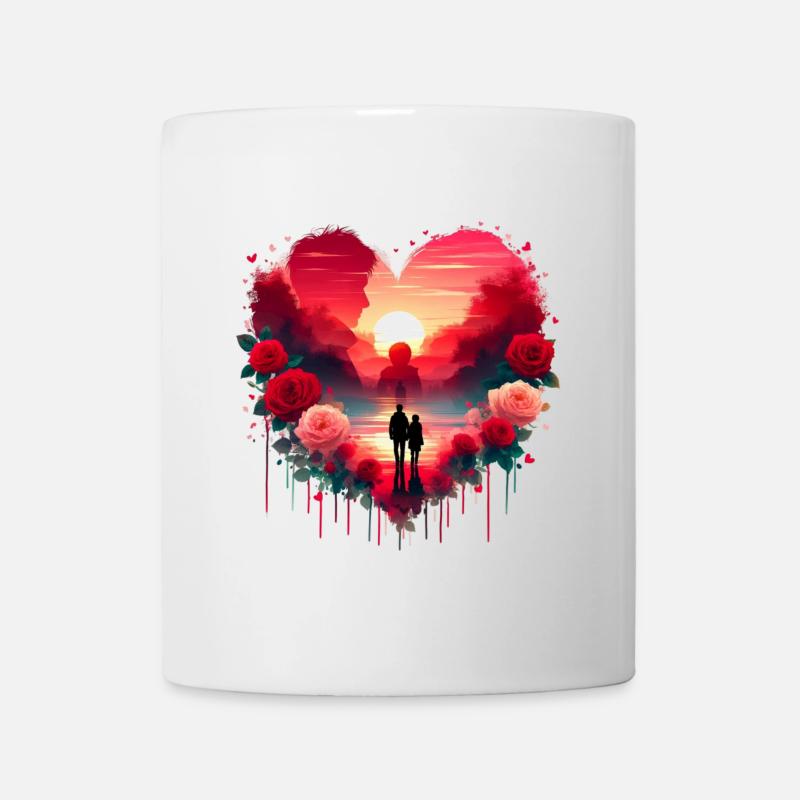 Romantique Coucher De Soleil Scène De Coeur - Mug blanc - blanc