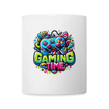 Gaming Time T-Shirt - Farbenfroher Gamer-Stil - Tasse - Weiß - Vorne